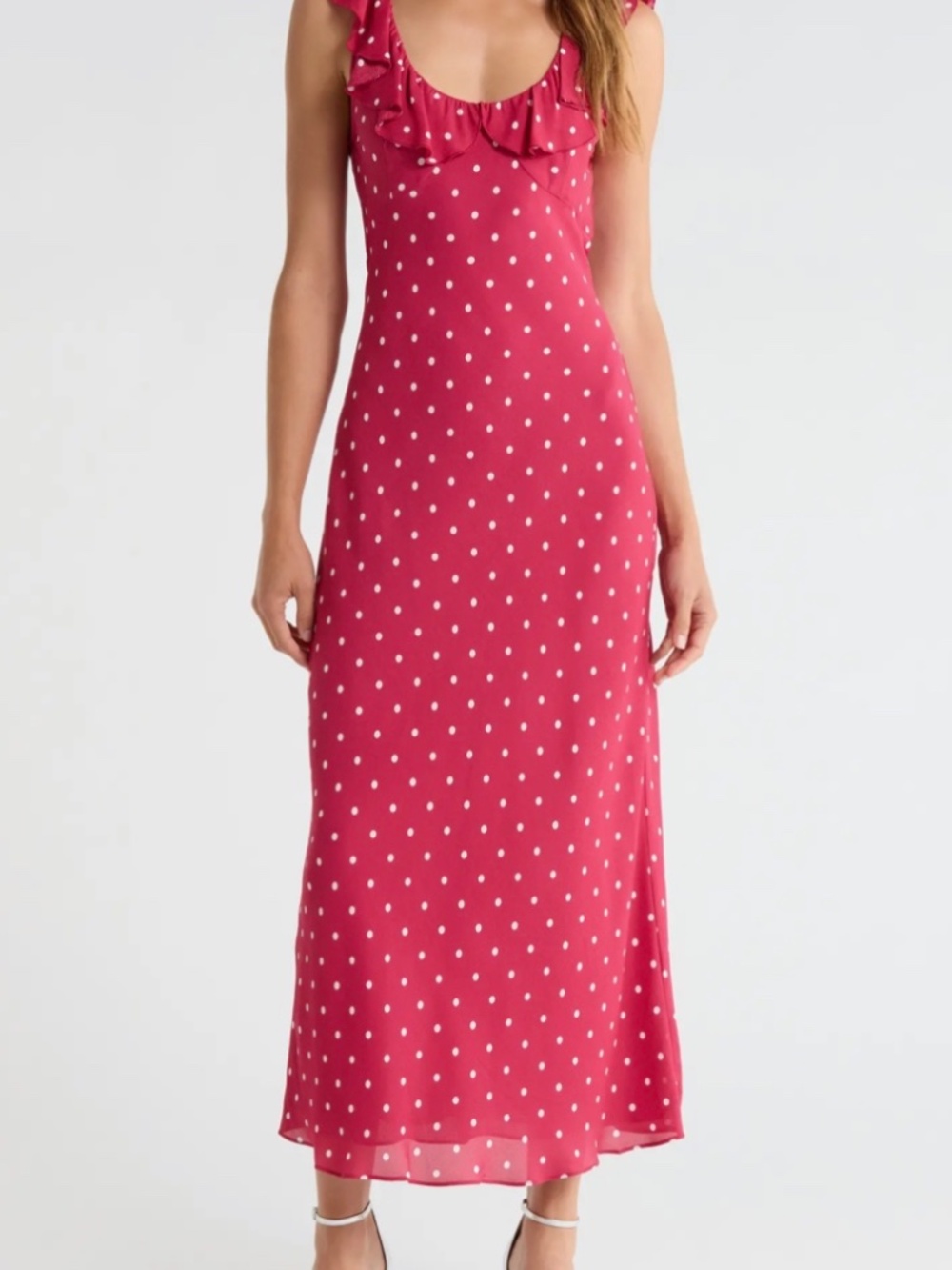 Favorite Daughter, The Blossom Ruffle Dot Sleeveless Maxi Dress